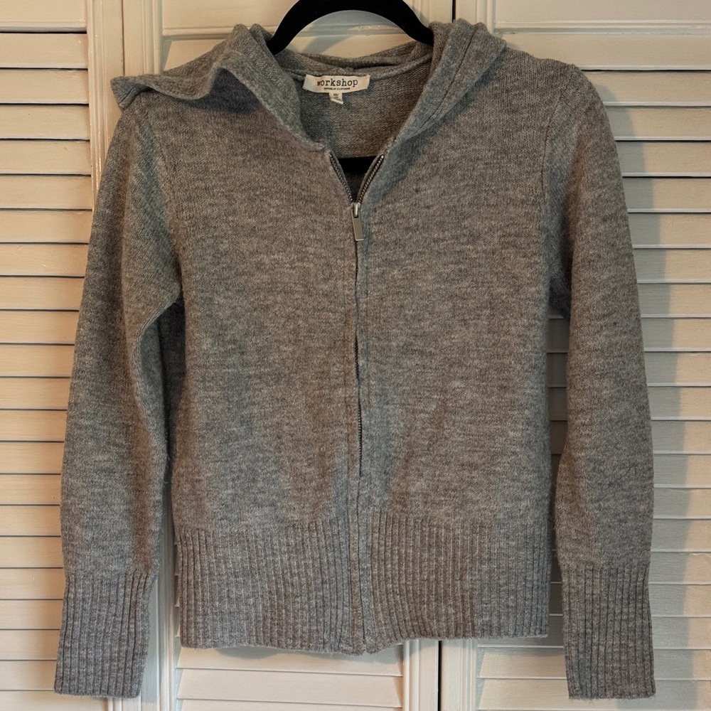 Workshop Republic Clothing Women's Gray Zip-Front Hooded Sweater